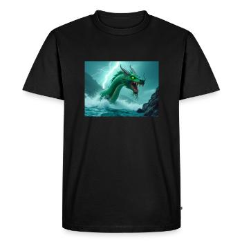 Jiao, dragon d’eau orageux de la mythologie chinoise - T-shirt Premium bio Homme - noir - Devant - Nico (187cm)