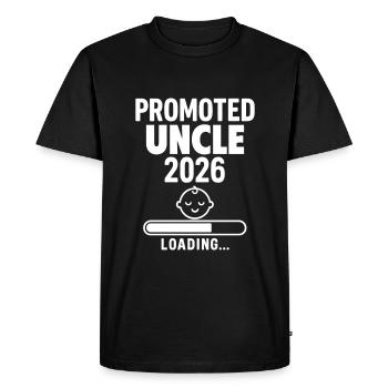Annonce grossesse Futur tonton Oncle - T-shirt Premium bio Homme - noir - Devant - Nico (187cm)