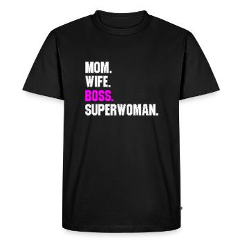 Maman Femme Boss Superwoman - T-shirt Premium bio Homme - noir - Devant - Nico (187cm)