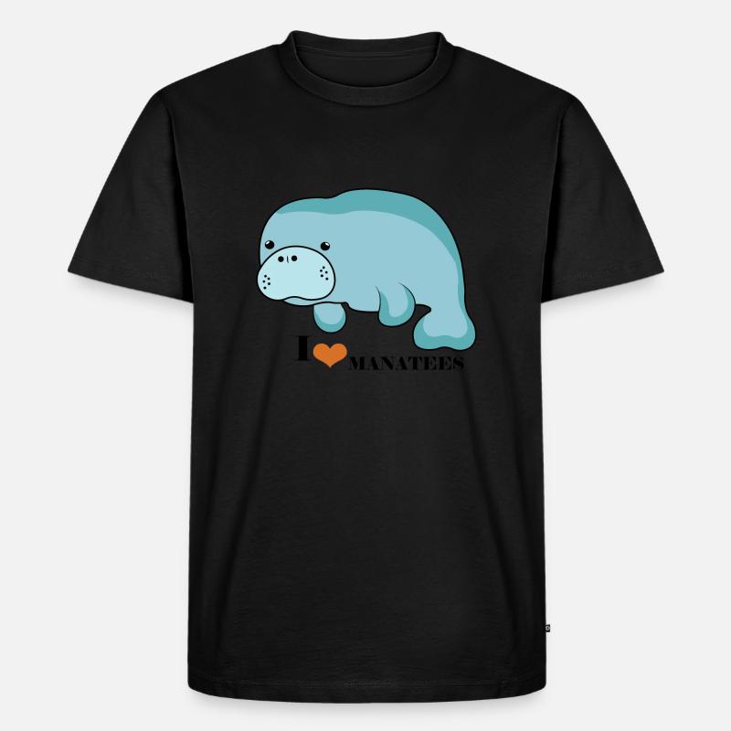 Manatee Love - Männer Premium Bio T-Shirt - Schwarz
