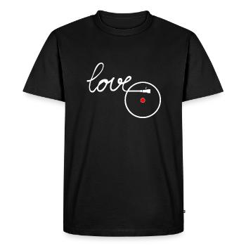 J'aime la musique platine tourne-disque tourne-disque - T-shirt Premium bio Homme - noir - Devant - Nico (187cm)