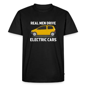 De vrais hommes conduisent des voitures électriques E-Car Mobility - T-shirt Premium bio Homme - noir - Devant - Nico (187cm)