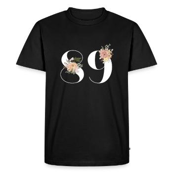 89e anniversaire fleuris (Cadeau de 89 ans) - T-shirt Premium bio Homme - noir - Devant - Nico (187cm)