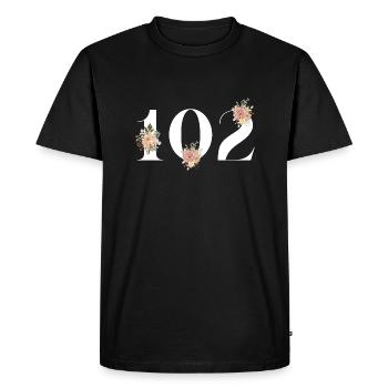 102e anniversaire fleuris (Cadeau de 102 ans) - T-shirt Premium bio Homme - noir - Devant - Nico (187cm)