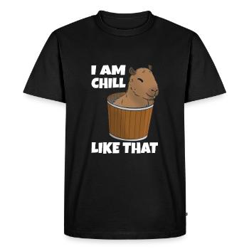 Capybara chill en seau - T-shirt Premium bio Homme - noir - Devant - Nico (187cm)