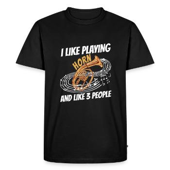 J’aime jouer du cor et 3 personnes - T-shirt Premium bio Homme - noir - Devant - Nico (187cm)