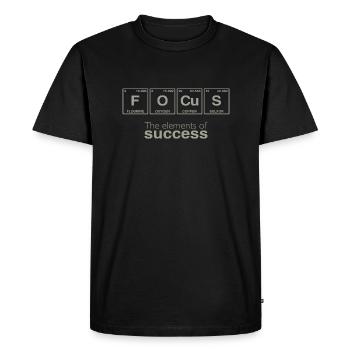 Business slogan: The Elements of Success - FOCUS - Men's Premium Organic T-Shirt - black - Front - Nico (187cm)