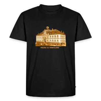 Pausa Town Hall Vogtland Saxony Earth Axis - Men's Premium Organic T-Shirt - black - Front - Nico (187cm)
