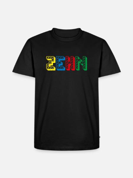 Kinder 10 Jahre Bausteine 10. Geburtstag - Männer Premium Bio T-Shirt - Schwarz
