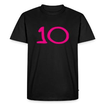 10. 10 ANS. 10e ANNIVERSAIRE. ANNIVERSAIRE 10 ANS. - T-shirt Premium bio Homme - noir - Devant - Nico (187cm)