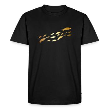 poisson sardine doré - T-shirt Premium bio Homme - noir - Devant - Nico (187cm)