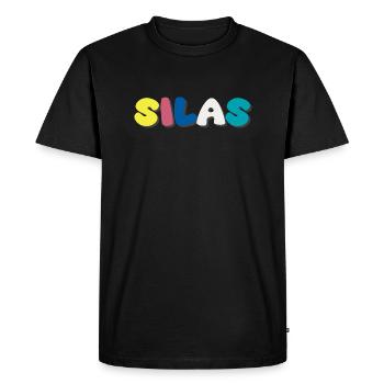Name - Silas - Men's Premium Organic T-Shirt - black - Front - Nico (187cm)