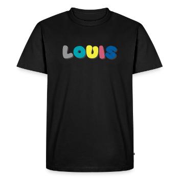 Nom - Louis - T-shirt Premium bio Homme - noir - Devant - Nico (187cm)