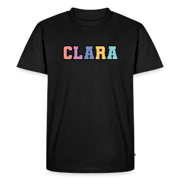 Name - Clara - Men's Premium Organic T-Shirt - black - Front - Nico (187cm)