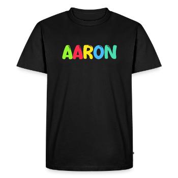Nom - Aaron - T-shirt Premium bio Homme - noir - Devant - Nico (187cm)