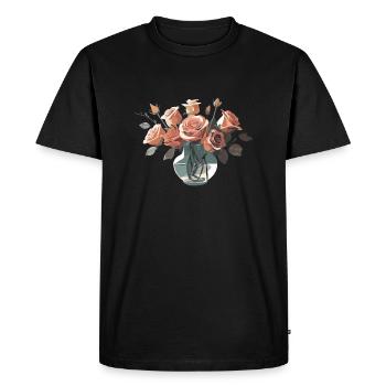 Roses dans un vase rouge rose esthétique - T-shirt Premium bio Homme - noir - Devant - Nico (187cm)