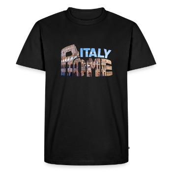 Arène de typographie Italie Rome Coliseum - T-shirt Premium bio Homme - noir - Devant - Nico (187cm)