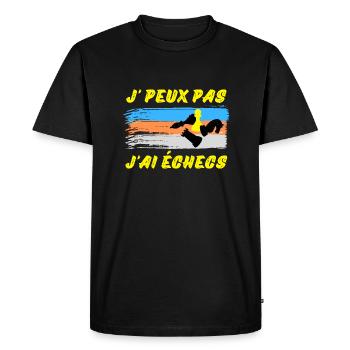 Je peux pas j ai échecs (jaune) - T-shirt Premium bio Homme - noir - Devant - Nico (187cm)