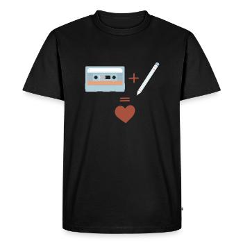 T-shirt cassette et stylo. Nostalgie jeunesse - T-shirt Premium bio Homme - noir - Devant - Nico (187cm)