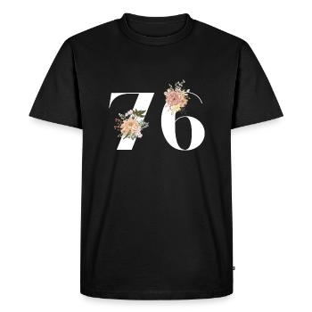 76th anniversary in bloom (Gift of 76 years) - Men's Premium Organic T-Shirt - black - Front - Nico (187cm)