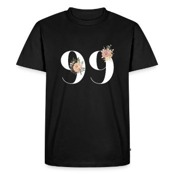 99e anniversaire fleuris (Cadeau de 99 ans) - T-shirt Premium bio Homme - noir - Devant - Nico (187cm)