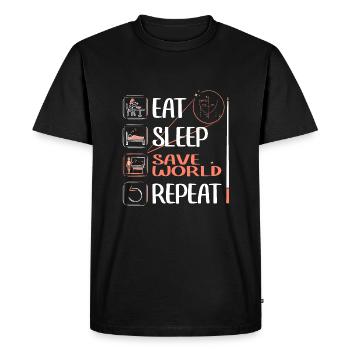 Un super professeur de mathématiques sauve le monde - T-shirt Premium bio Homme - noir - Devant - Nico (187cm)