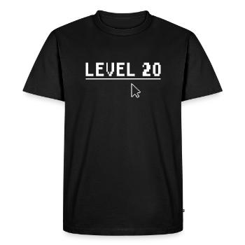 20th Birthday Gift Level 20 - Men's Premium Organic T-Shirt - black - Front - Nico (187cm)