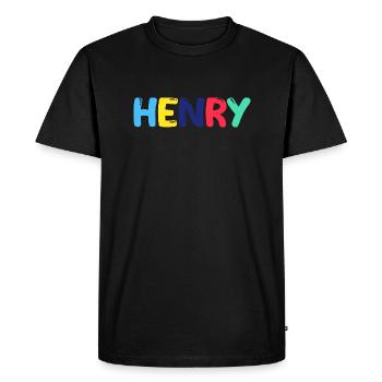 Name - Henry - Men's Premium Organic T-Shirt - black - Front - Nico (187cm)