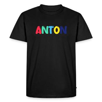 Name - Anton - Männer Premium Bio T-Shirt - Schwarz - Vorne - Nico (187cm)