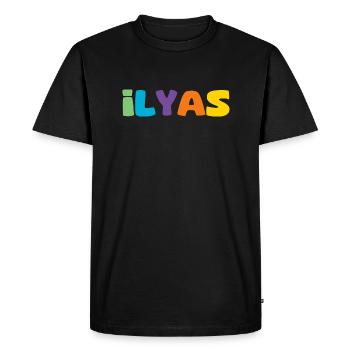 Nom - Ilyas - T-shirt Premium bio Homme - noir - Devant - Nico (187cm)