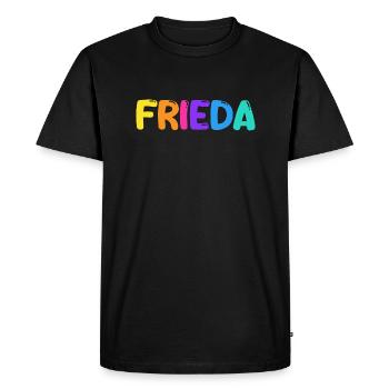 Name - Frieda - Men's Premium Organic T-Shirt - black - Front - Nico (187cm)