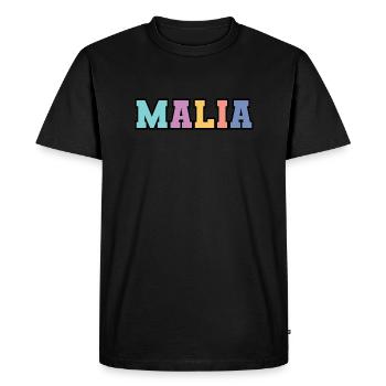 Name - Malia - Men's Premium Organic T-Shirt - black - Front - Nico (187cm)