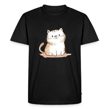 Illustration d’une idée cadeau chaton mignon - T-shirt Premium bio Homme - noir - Devant - Nico (187cm)
