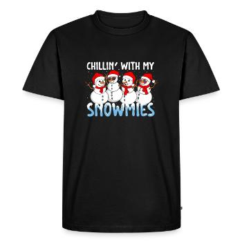 Chillin' With My Snowmies - Winter Xmas Vibe - Men's Premium Organic T-Shirt - black - Front - Nico (187cm)