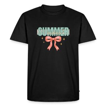 Summer vibe pink Bow png | Summer coquette bow - Men's Premium Organic T-Shirt - black - Front - Nico (187cm)