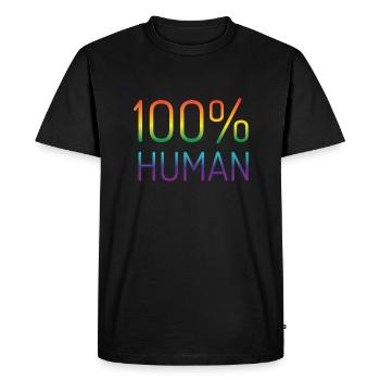 100% humain dans les couleurs de l'arc-en-ciel - T-shirt Premium bio Homme - noir - Devant - Nico (187cm)