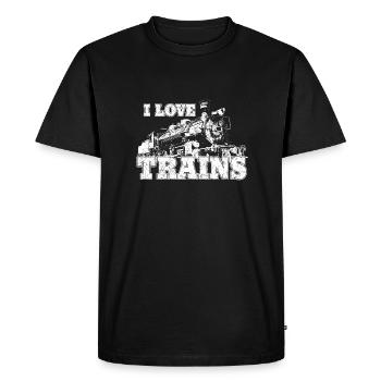 i love trains - Men's Premium Organic T-Shirt - black - Front - Nico (187cm)