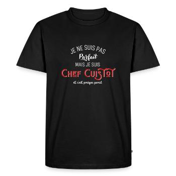 pas parfait mais chef cuistot - T-shirt Premium bio Homme - noir - Devant - Nico (187cm)
