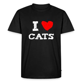 I love cats with red heart. perfect for cat mom - T-shirt Premium bio Homme - noir - Devant - Nico (187cm)