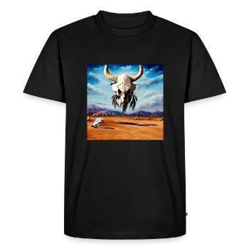 Flying buffalo skull - Men's Premium Organic T-Shirt - black - Front - Nico (187cm)