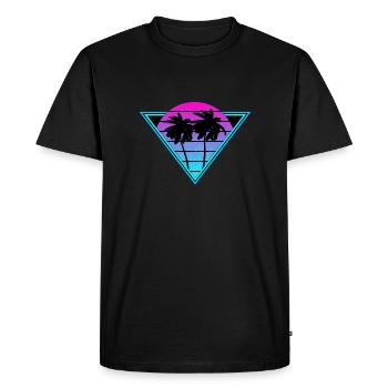 Palmiers rétro - T-shirt Premium bio Homme - noir - Devant - Nico (187cm)
