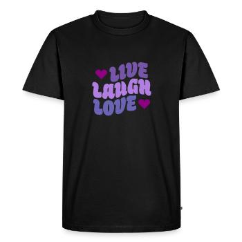 En direct Rire Amour - T-shirt Premium bio Homme - noir - Devant - Nico (187cm)