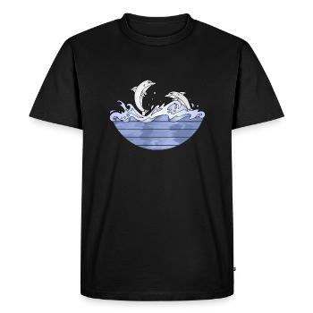 Dolphins - Men's Premium Organic T-Shirt - black - Front - Nico (187cm)