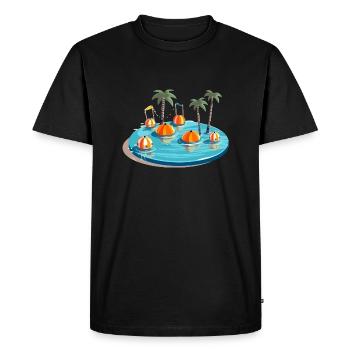 Piscine palmiers et ballons - T-shirt Premium bio Homme - noir - Devant - Nico (187cm)
