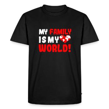 My Family is my world - Men's Premium Organic T-Shirt - black - Front - Nico (187cm)
