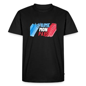 J'aime mon pays - T-shirt Premium bio Homme - noir - Devant - Nico (187cm)