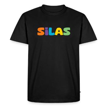 Name - Silas - Men's Premium Organic T-Shirt - black - Front - Nico (187cm)
