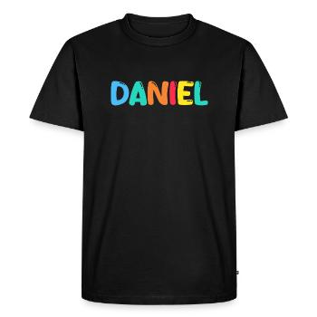 Nom - Daniel - T-shirt Premium bio Homme - noir - Devant - Nico (187cm)