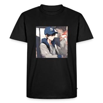 Anime geek boy - T-shirt Premium bio Homme - noir - Devant - Nico (187cm)