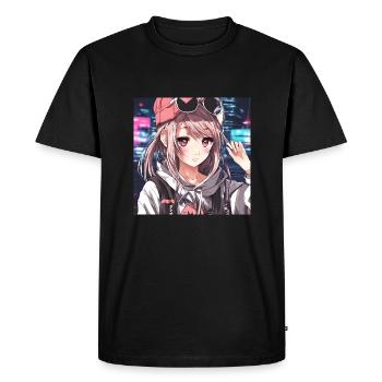 Cute girl anime - T-shirt Premium bio Homme - noir - Devant - Nico (187cm)